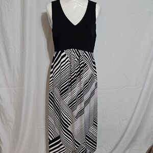 AB Studio Monochrome Geometric Maxi Dress